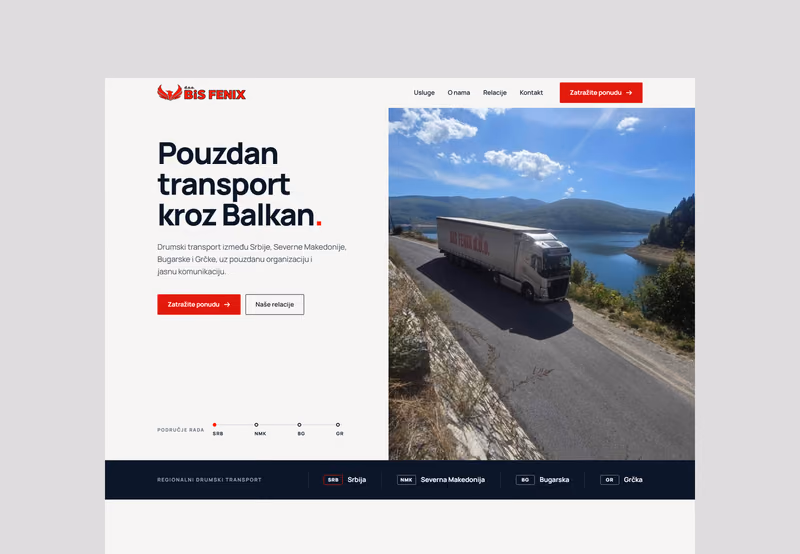 BIS Fenix — prikaz sajta transportne kompanije