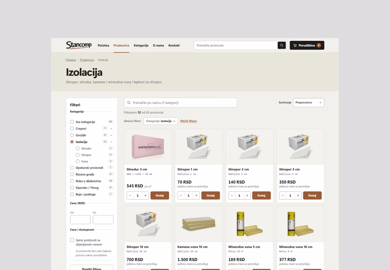 Stancomp — katalog proizvoda sa pretragom, kategorijama i cenama